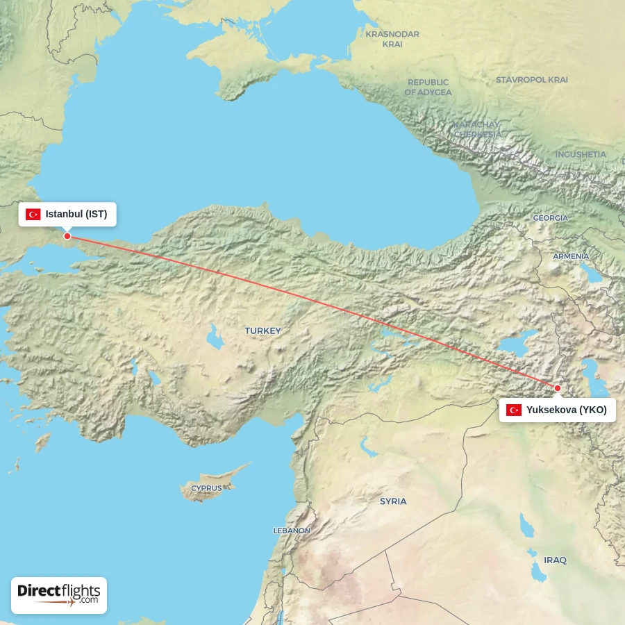 IST - YKO route map
