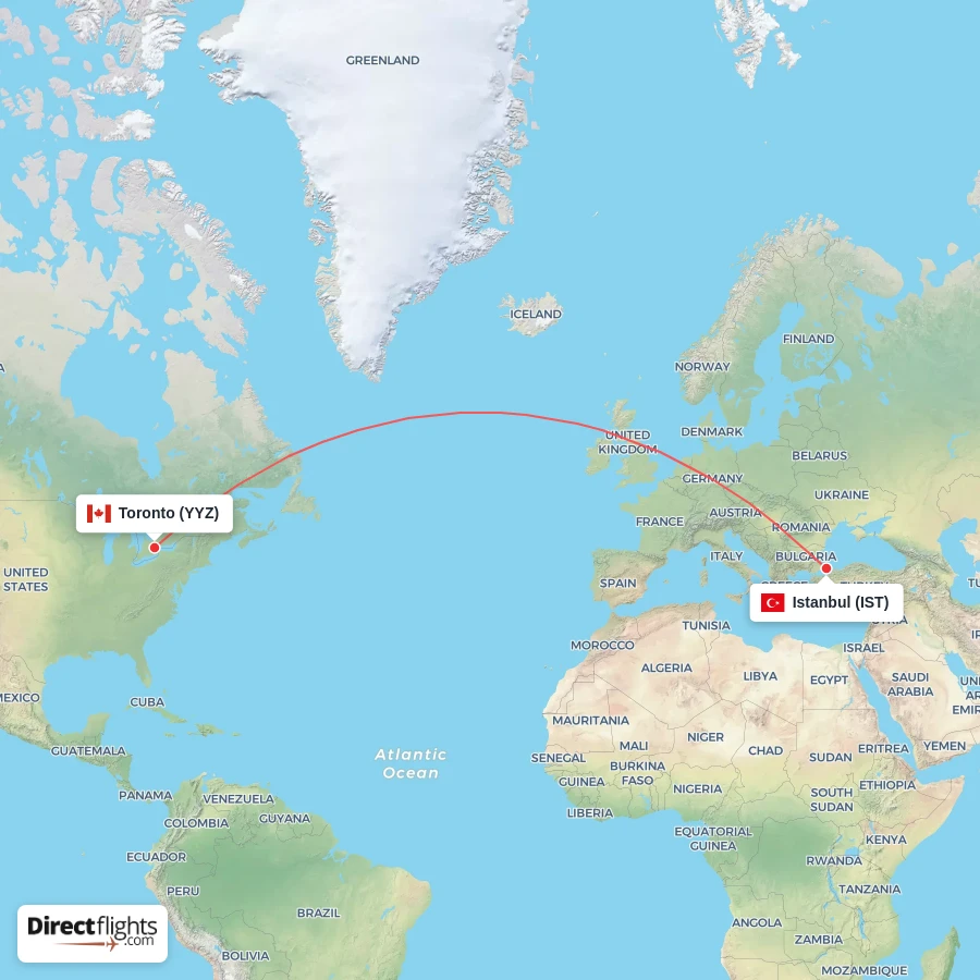 IST - YYZ route map