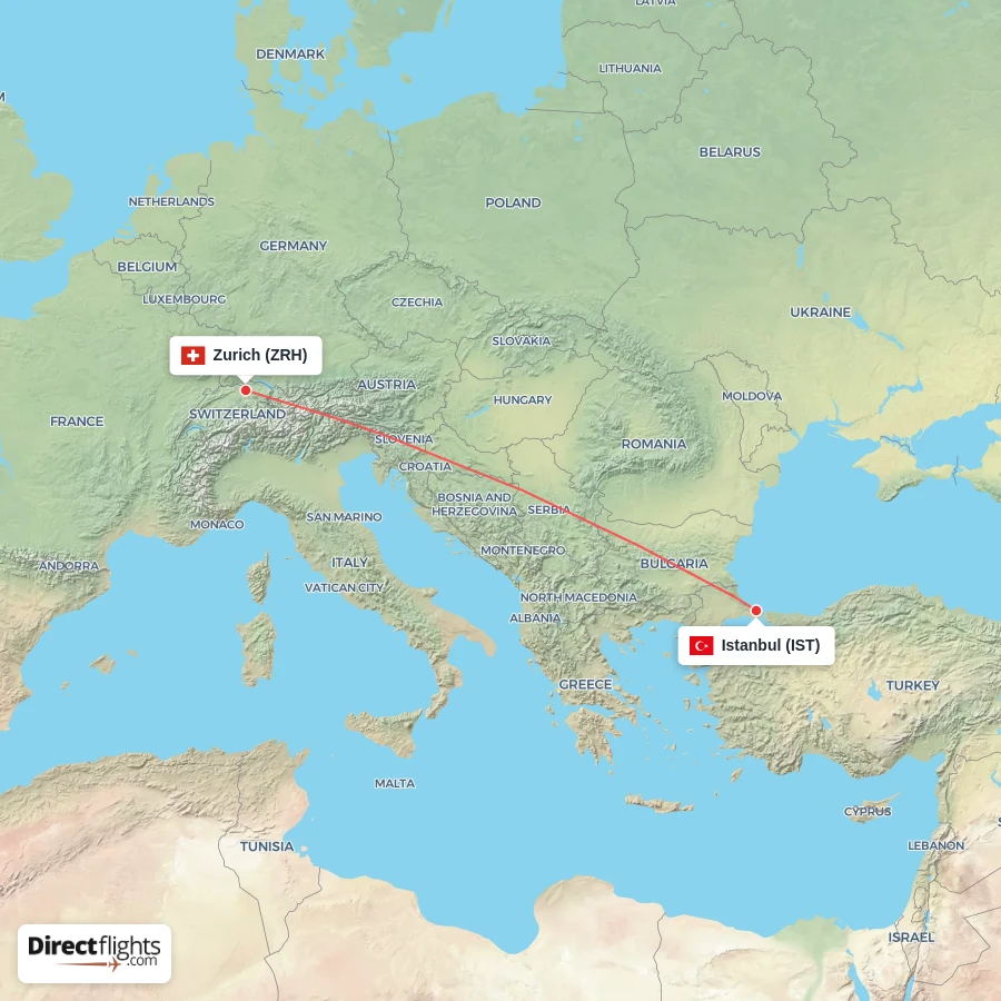 IST - ZRH route map