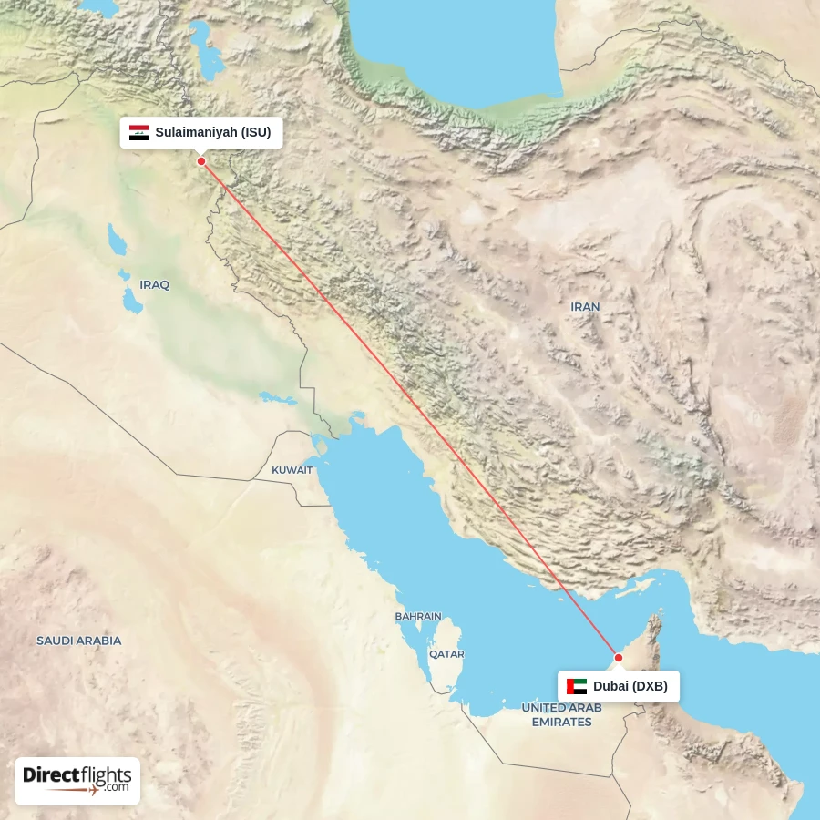 ISU - DXB route map
