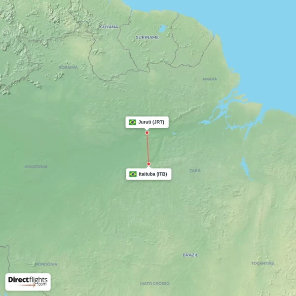 Itaituba - Juruti direct flight map