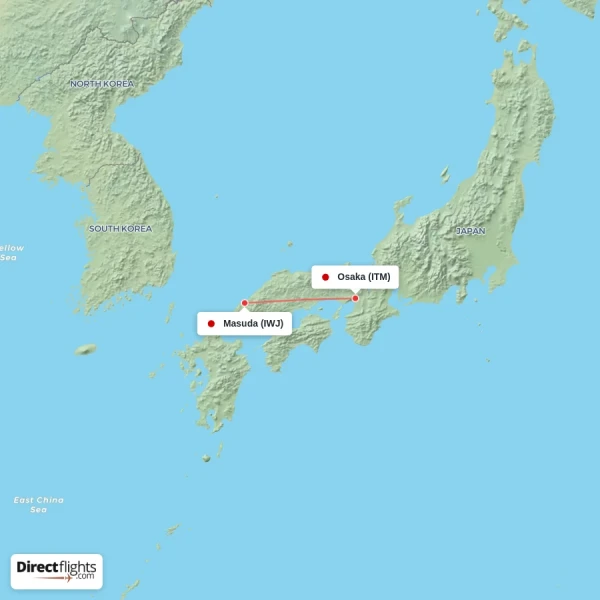 Osaka - Masuda direct flight map