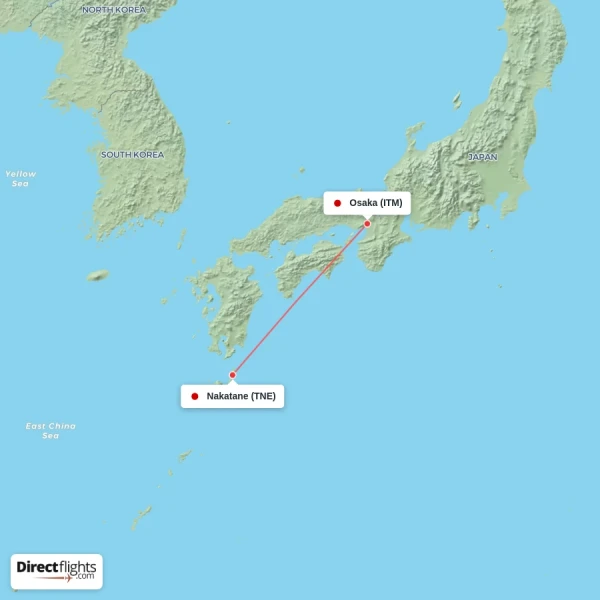 Osaka - Nakatane direct flight map
