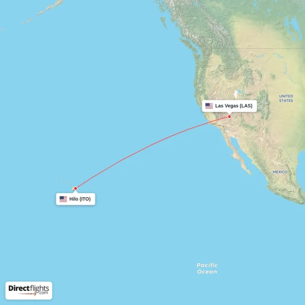 Hilo - Las Vegas direct flight map
