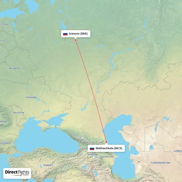 Ivanovo - Makhachkala direct flight map