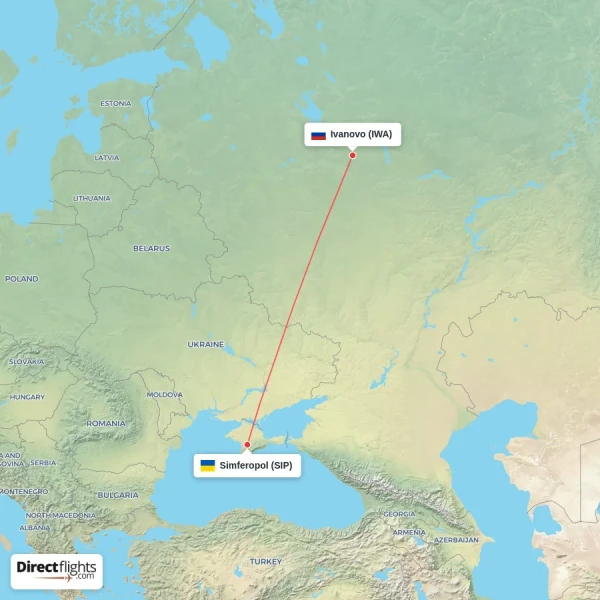 Ivanovo - Simferopol direct flight map