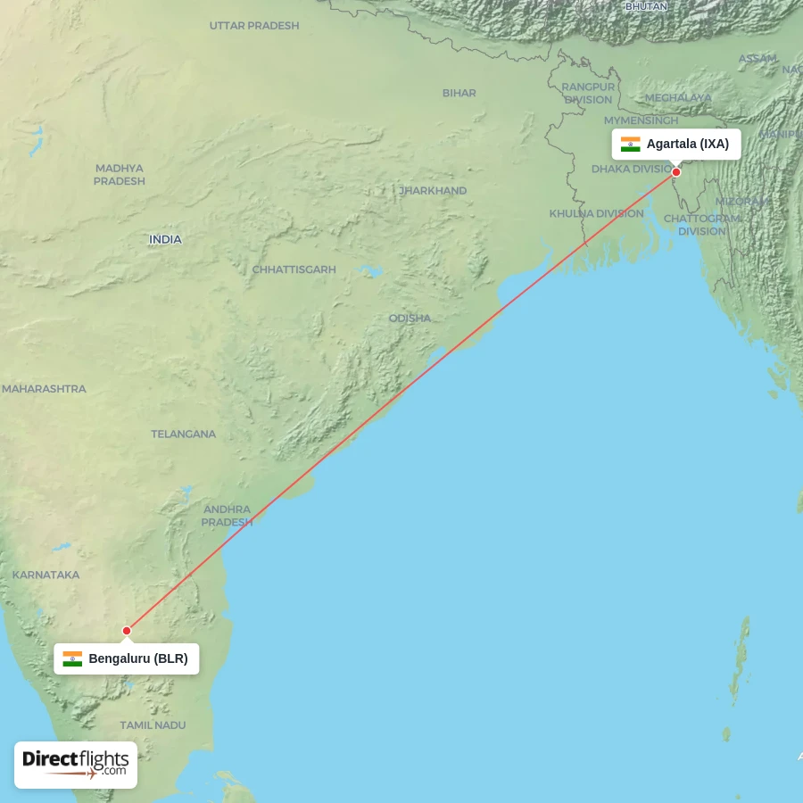 IXA - BLR route map