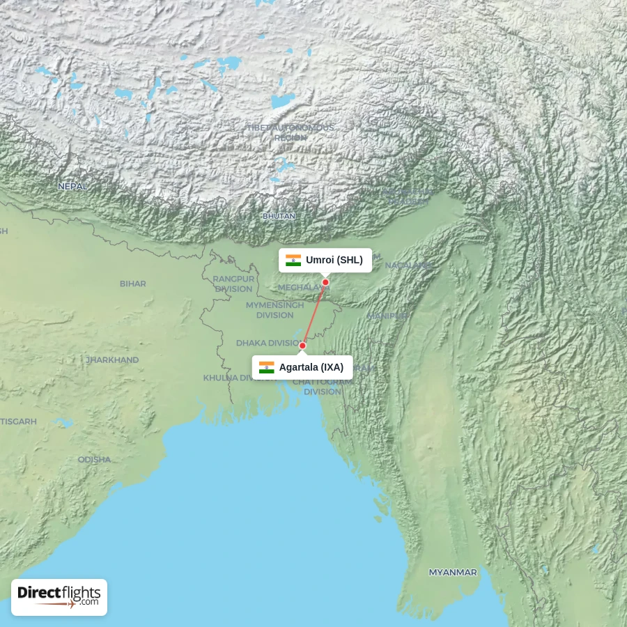 IXA - SHL route map