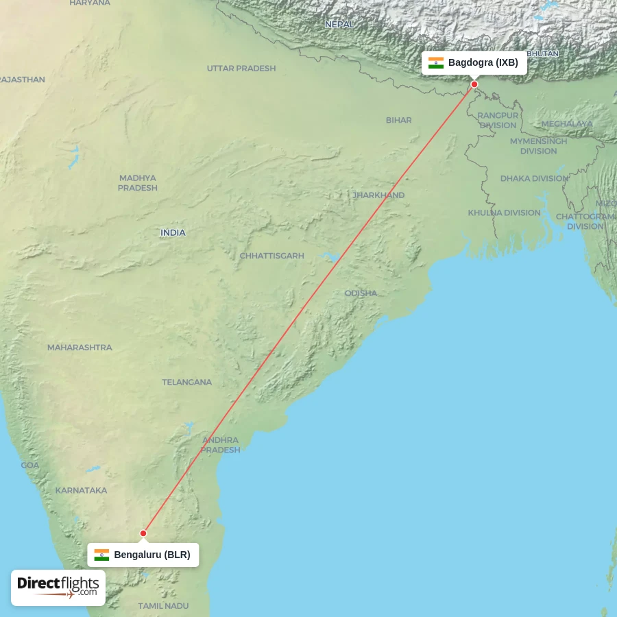 IXB - BLR route map