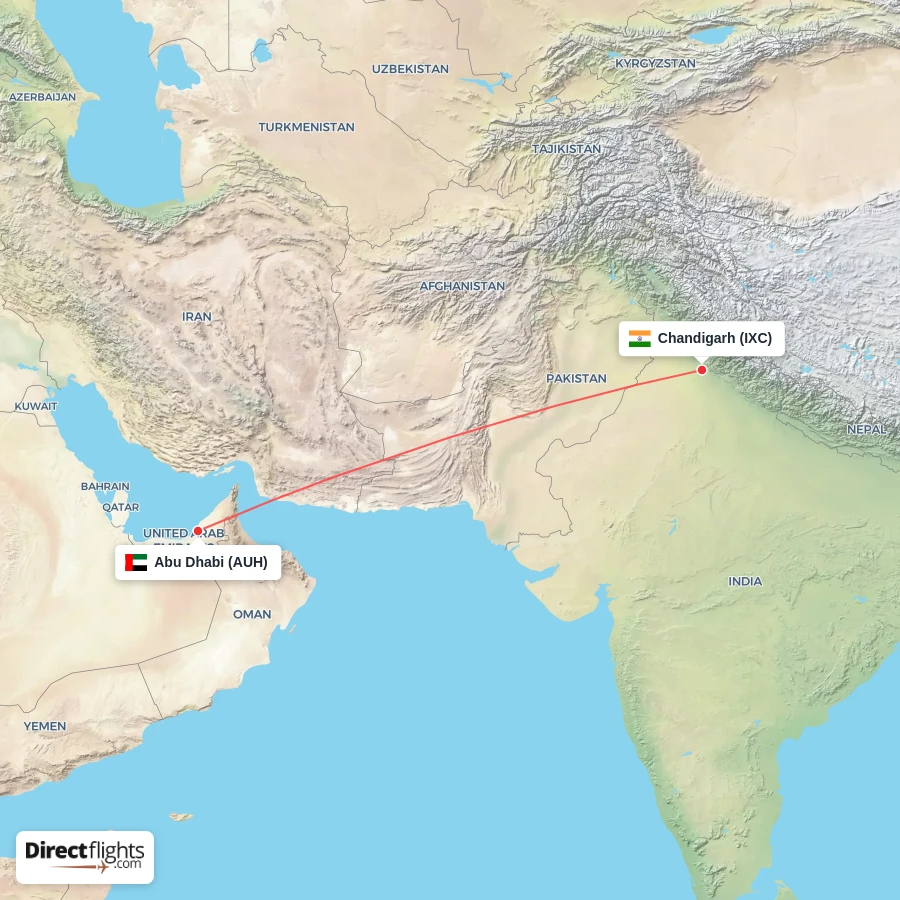 IXC - AUH route map