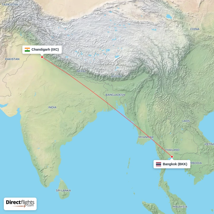 IXC - BKK route map