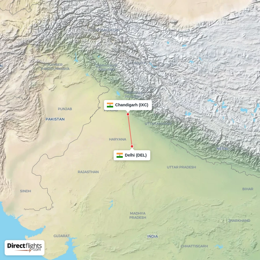 IXC - DEL route map