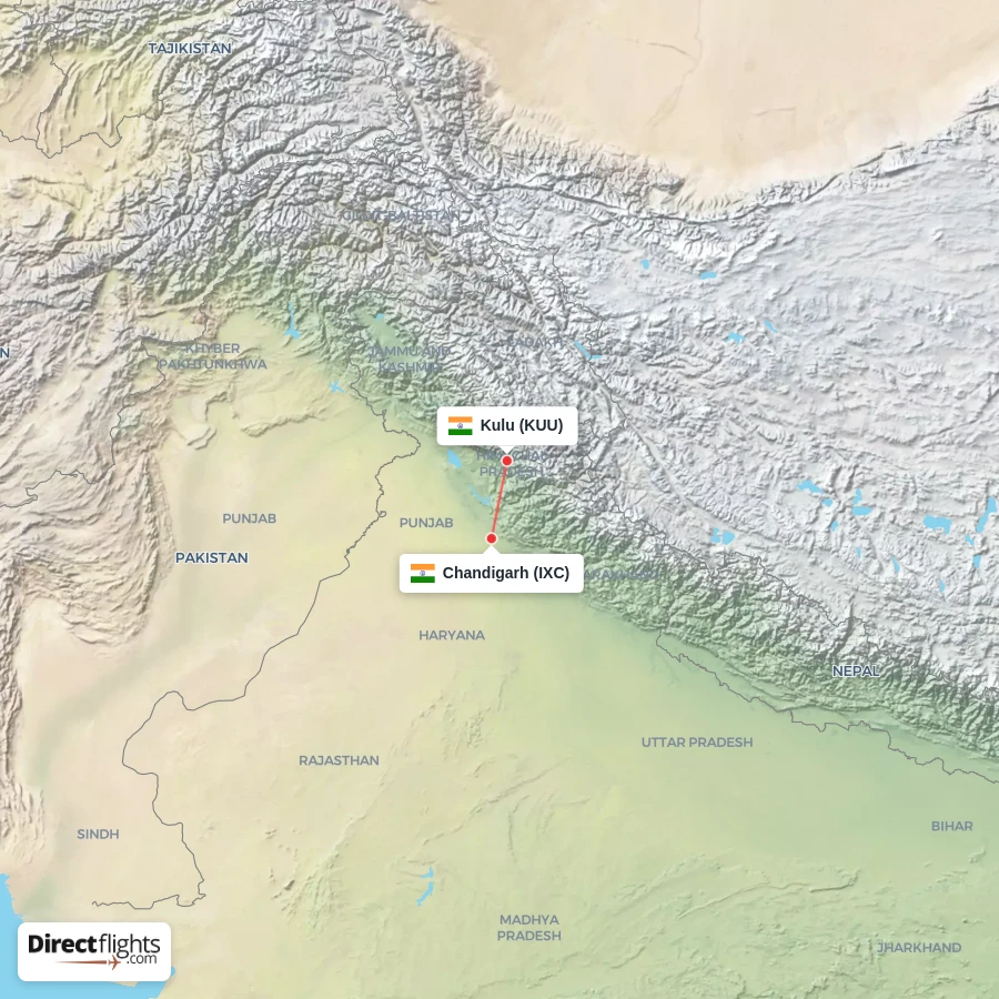 IXC - KUU route map