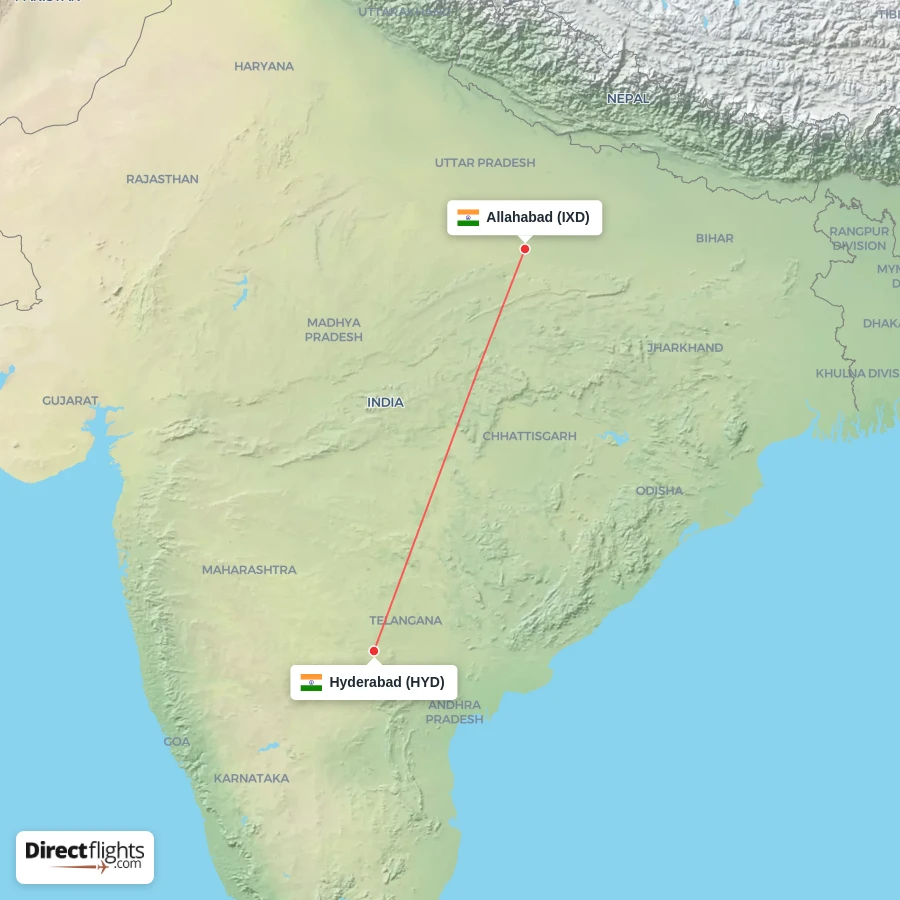 IXD - HYD route map