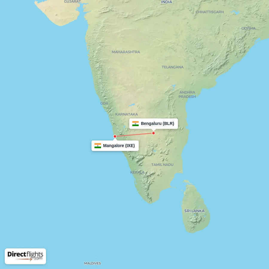 IXE - BLR route map