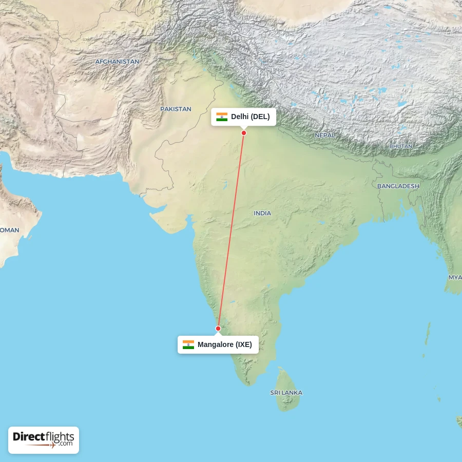 IXE - DEL route map
