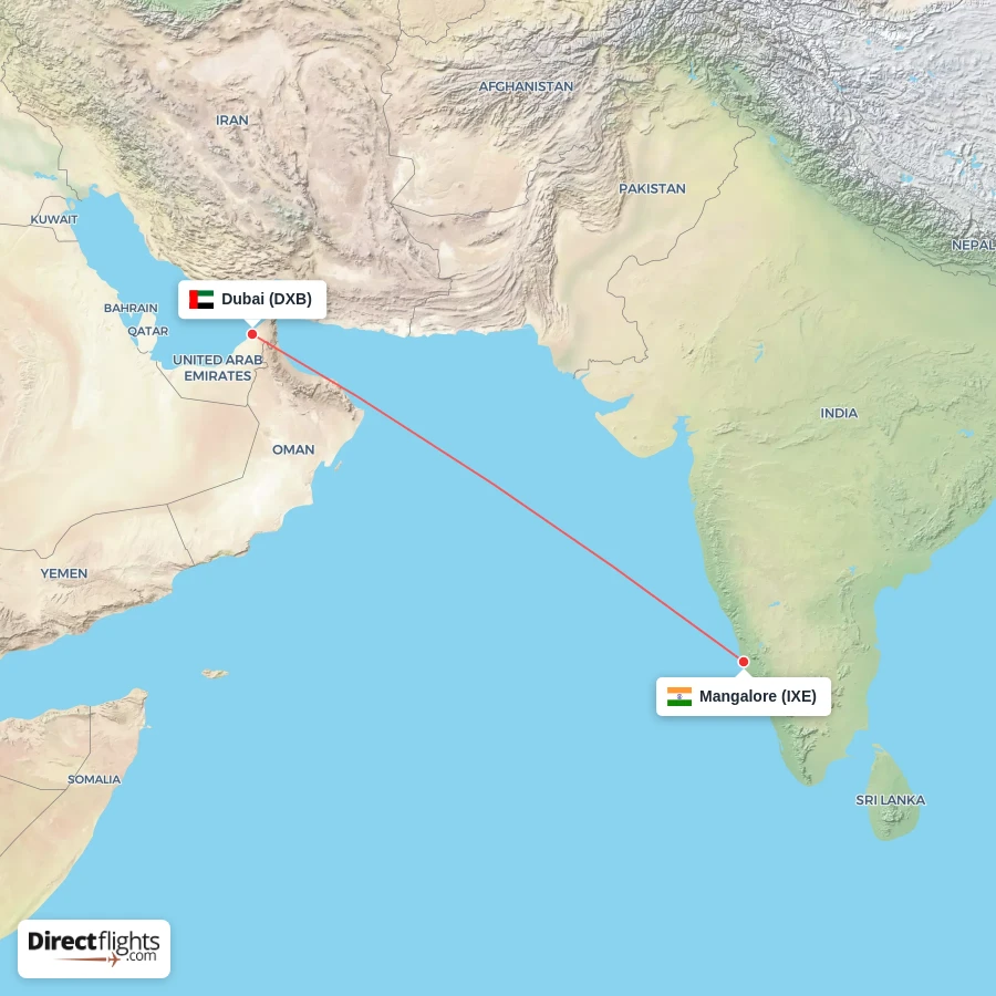 IXE - DXB route map
