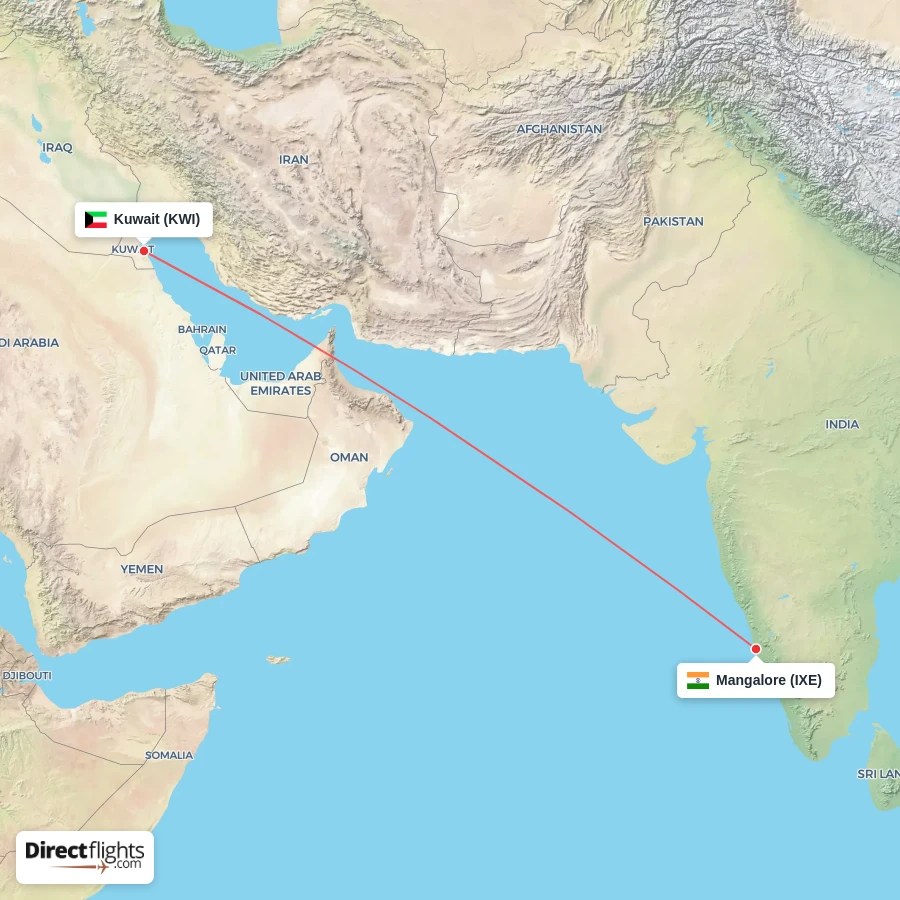 IXE - KWI route map
