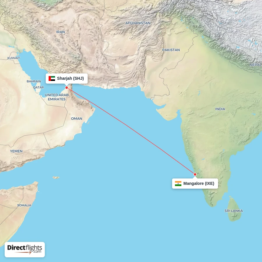 IXE - SHJ route map
