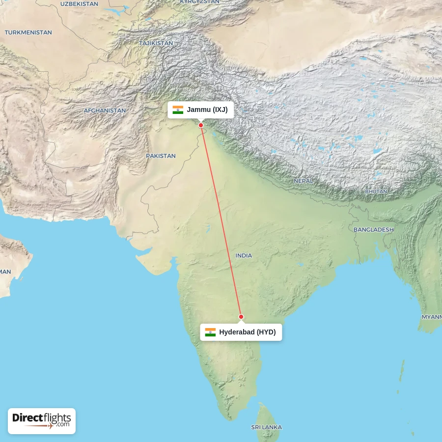 IXJ - HYD route map