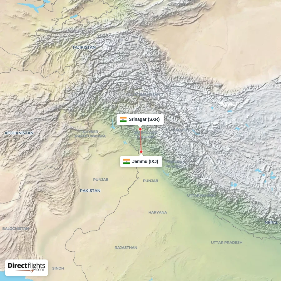 IXJ - SXR route map