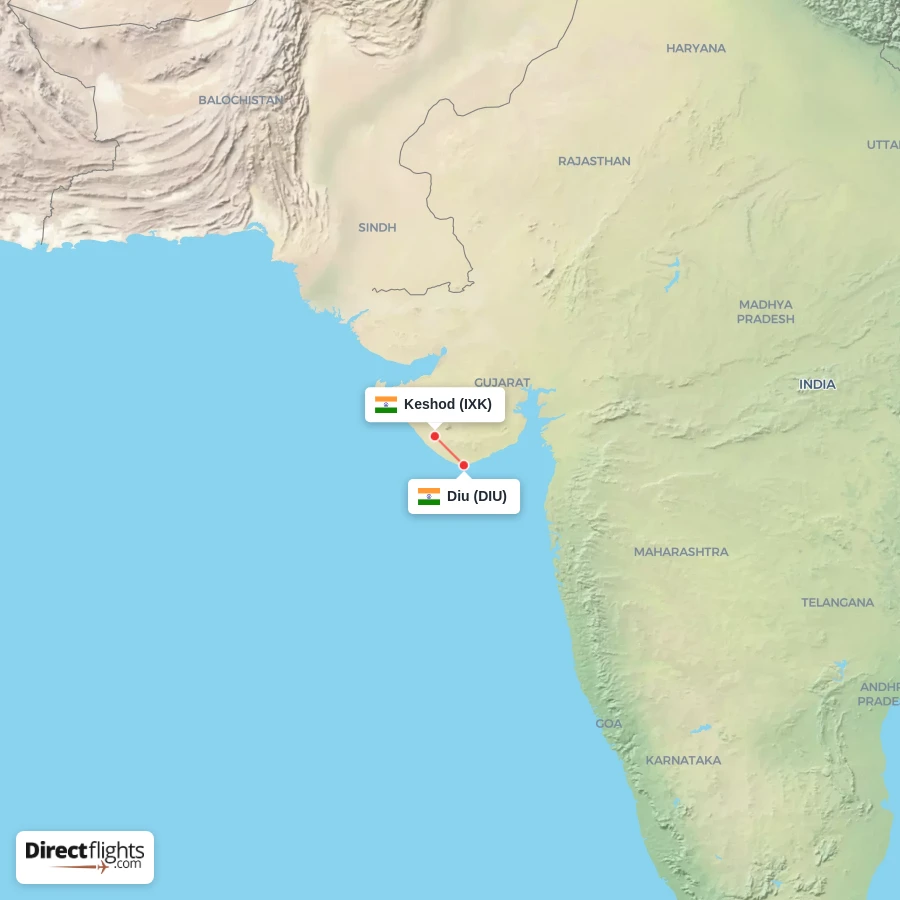 IXK - DIU route map