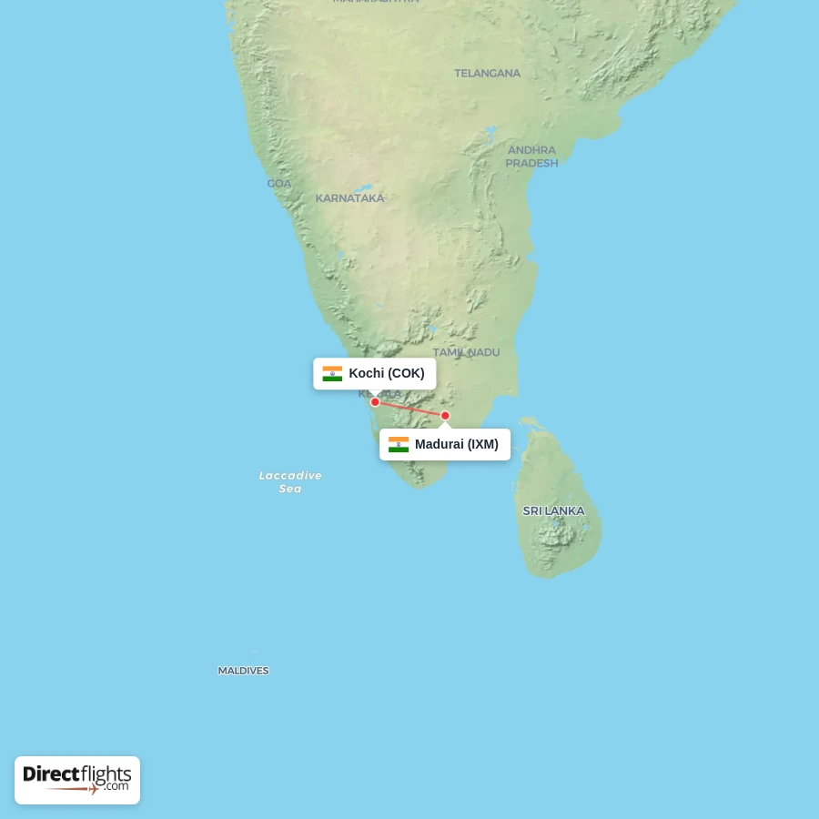 IXM - COK route map
