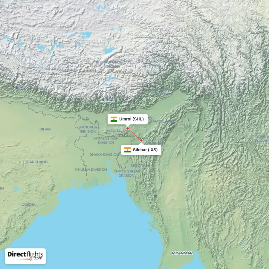 IXS - SHL route map