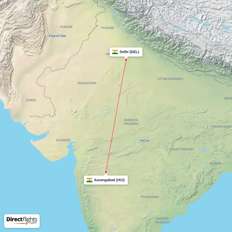 IXU - DEL route map
