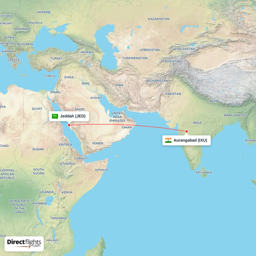 IXU - JED route map
