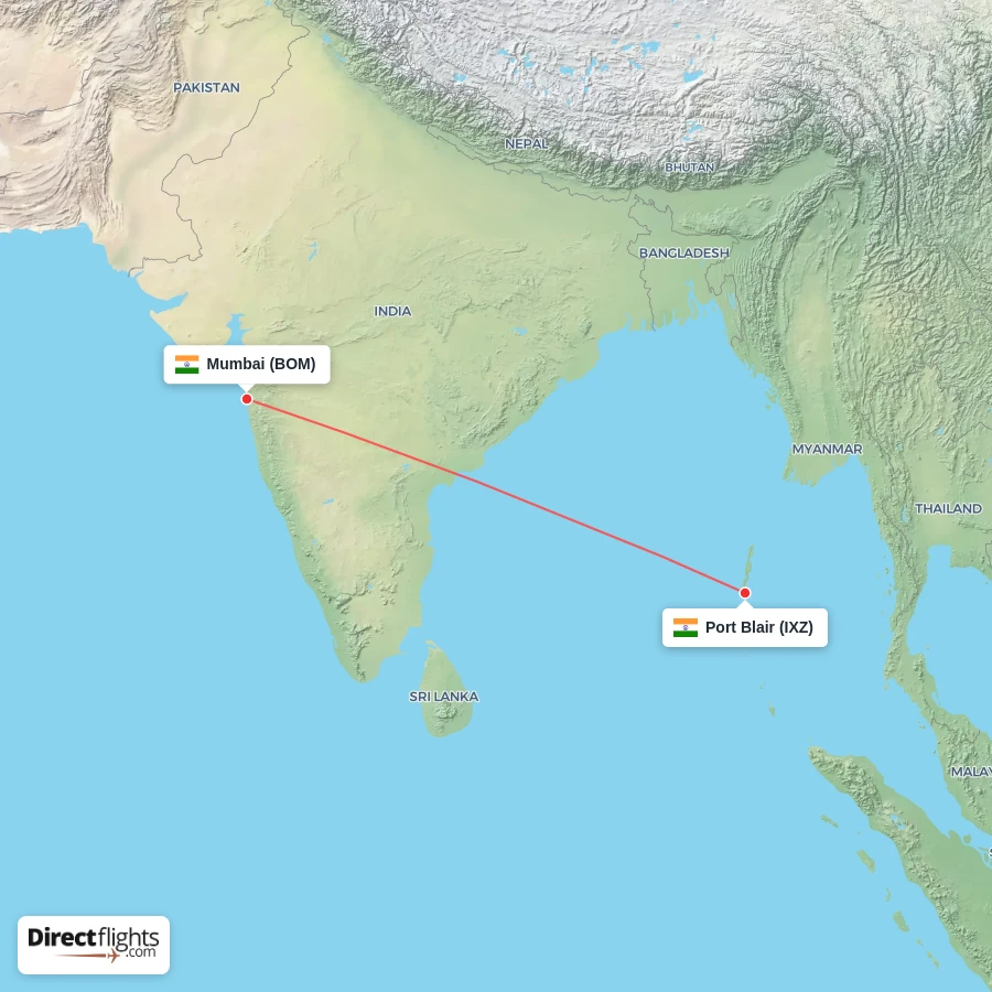 IXZ - BOM route map