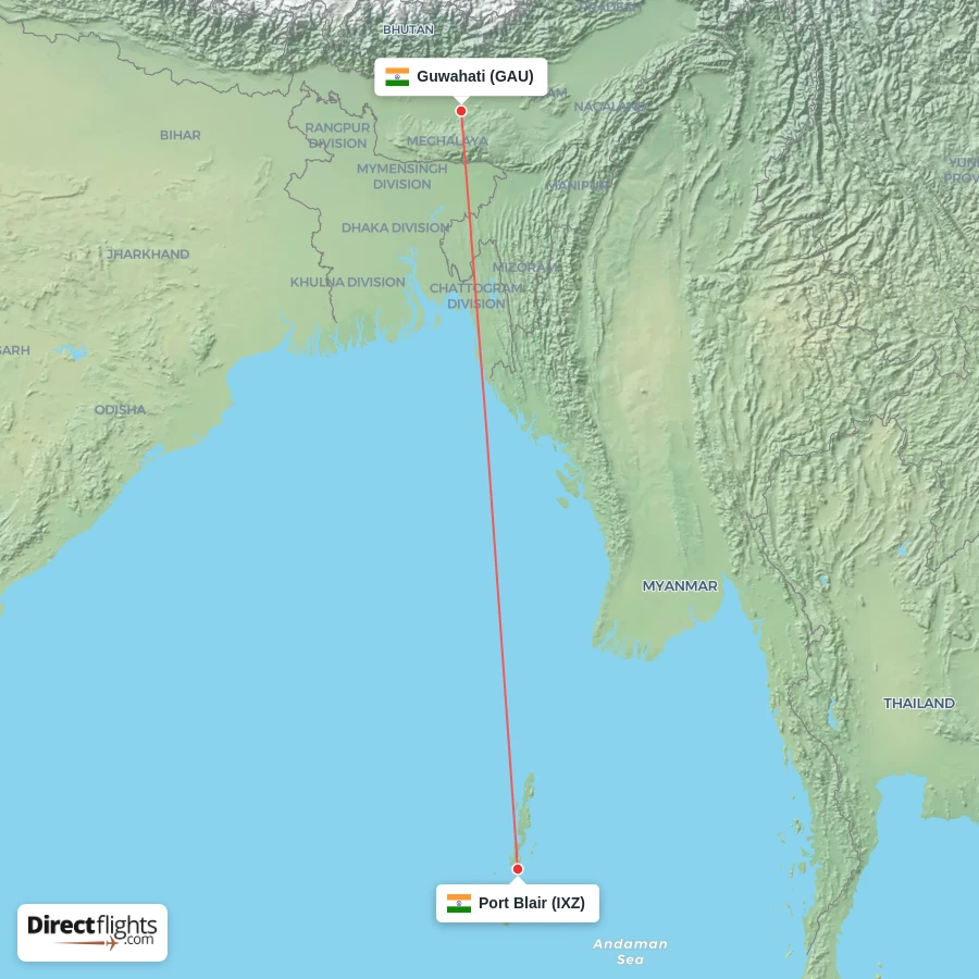 IXZ - GAU route map