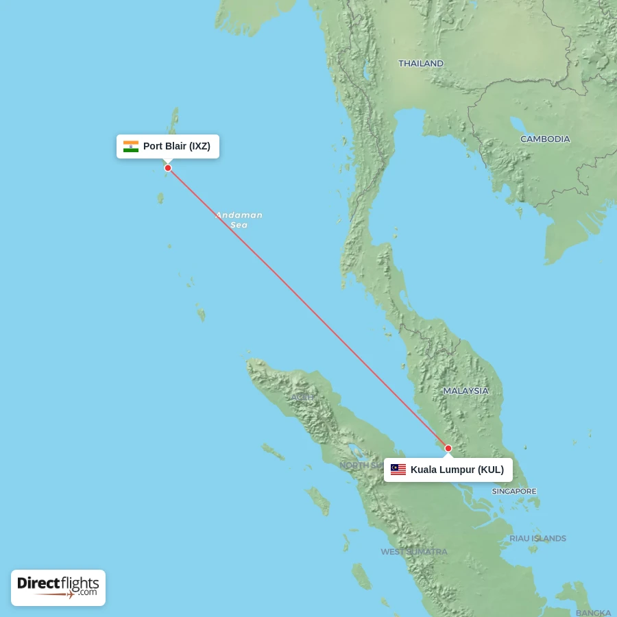 IXZ - KUL route map