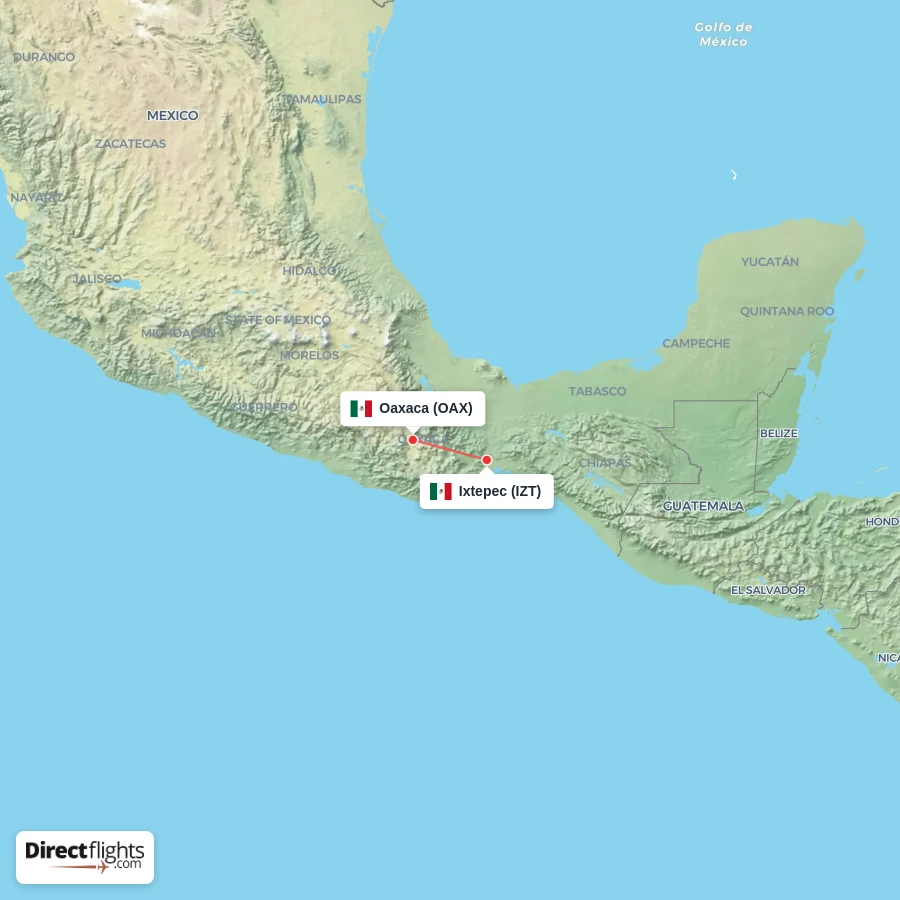IZT - OAX route map