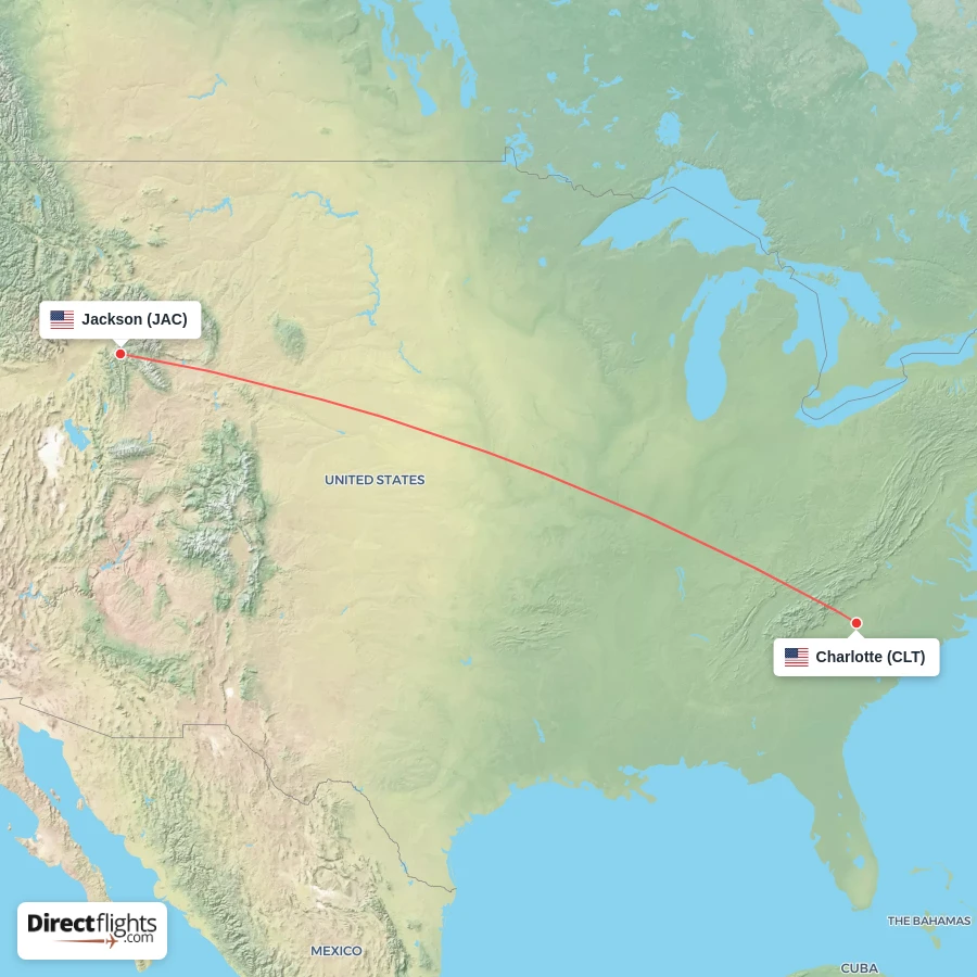 JAC - CLT route map