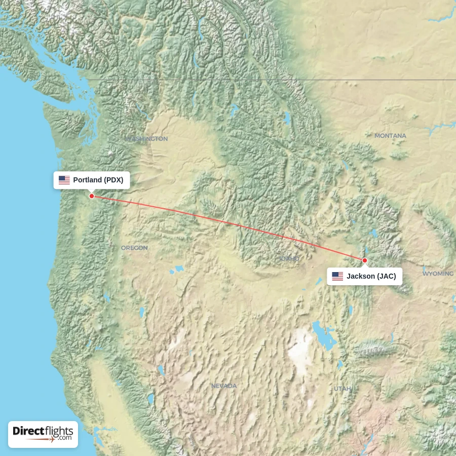 JAC - PDX route map