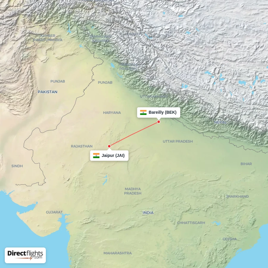 JAI - BEK route map