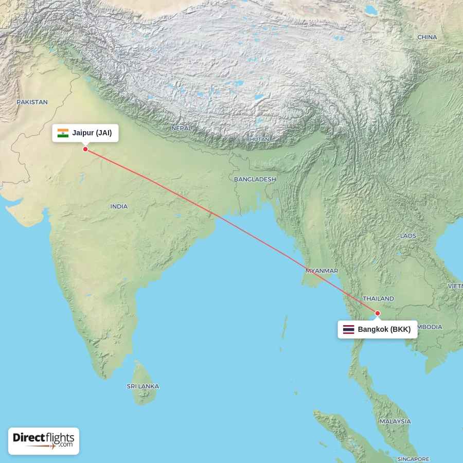 JAI - BKK route map