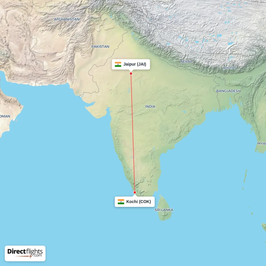 JAI - COK route map