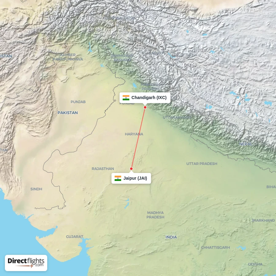 JAI - IXC route map