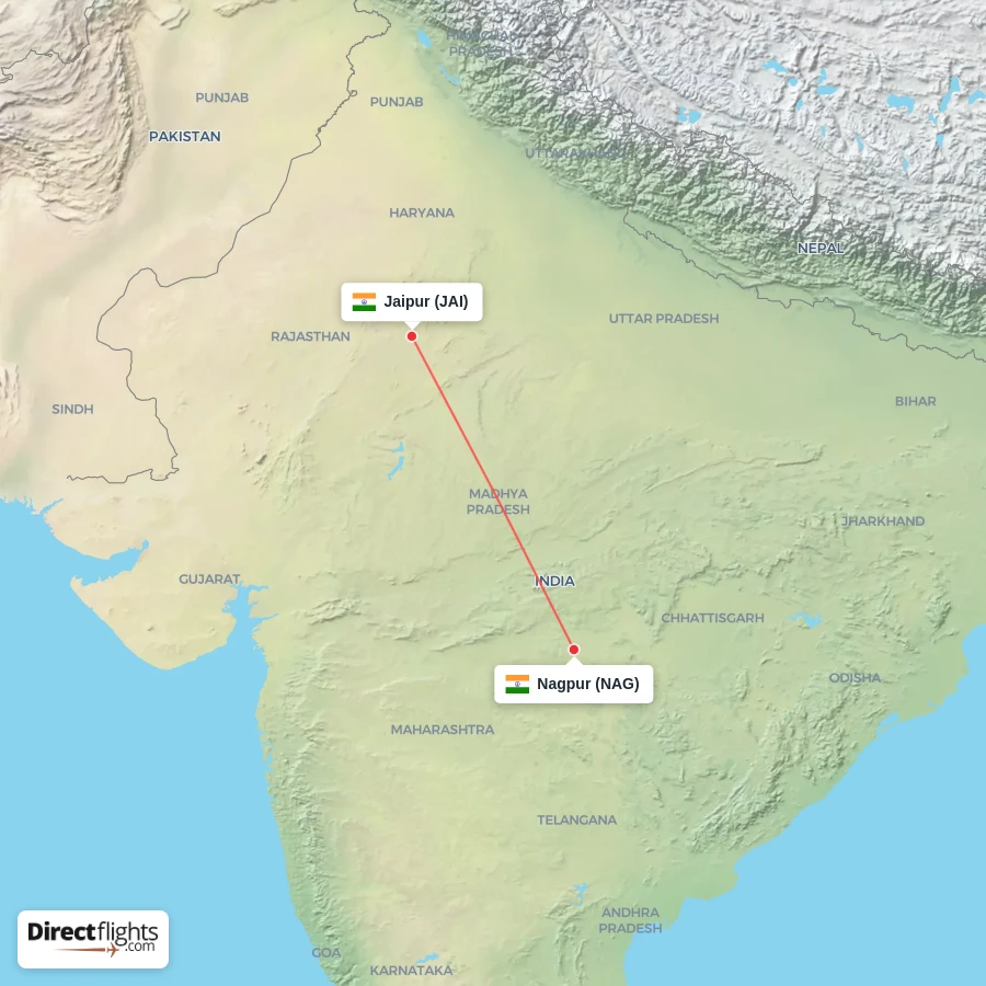 JAI - NAG route map