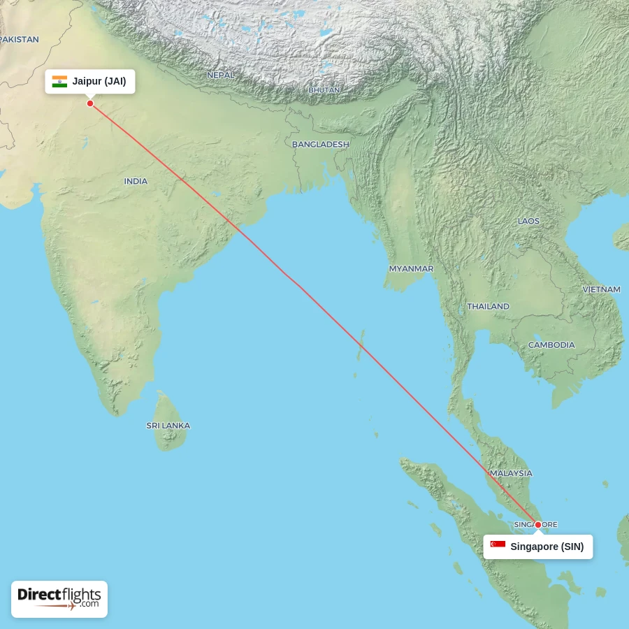 JAI - SIN route map