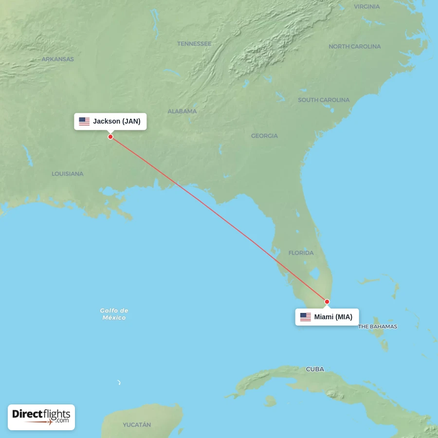 JAN - MIA route map
