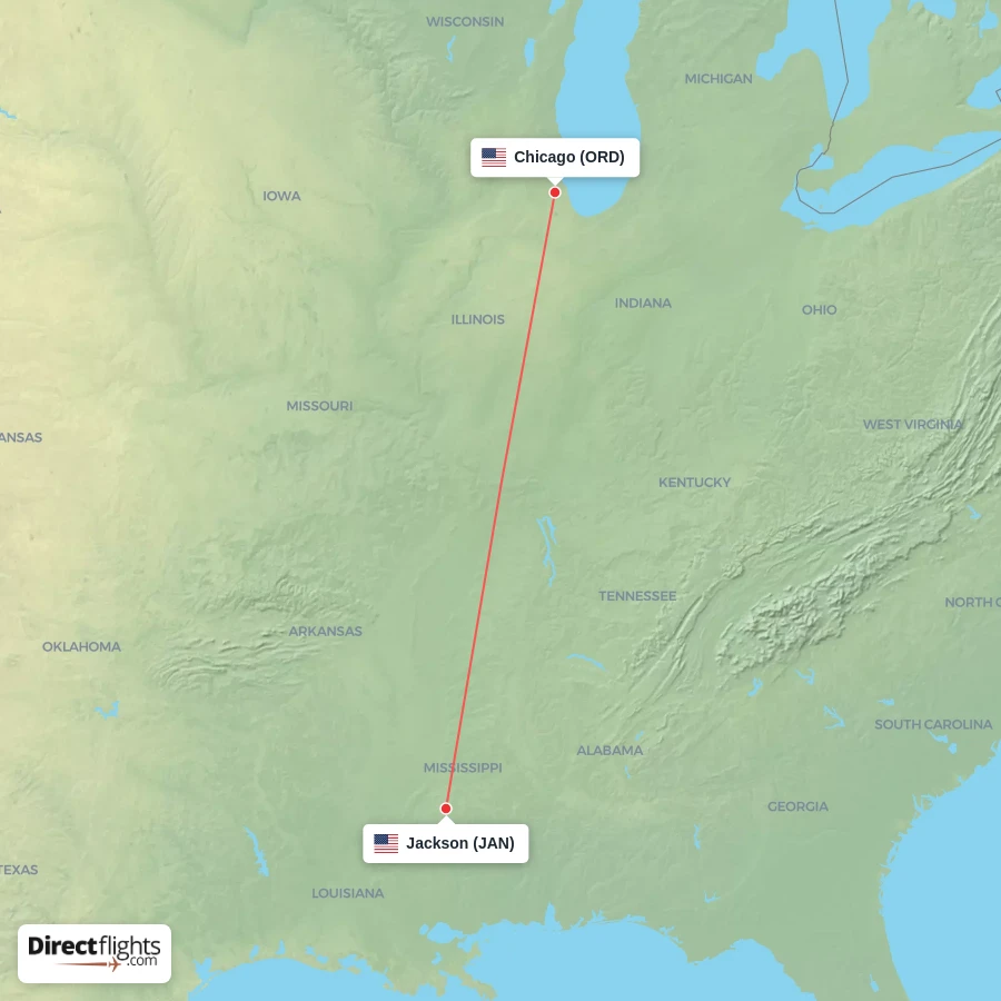 JAN - ORD route map