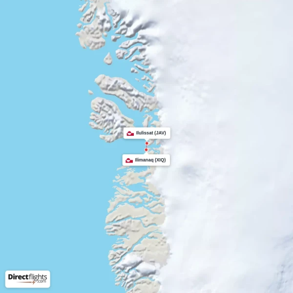 Ilulissat - Ilimanaq direct flight map