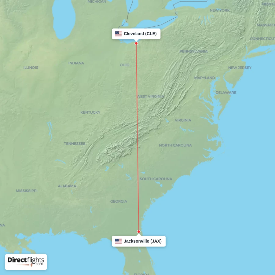 JAX - CLE route map