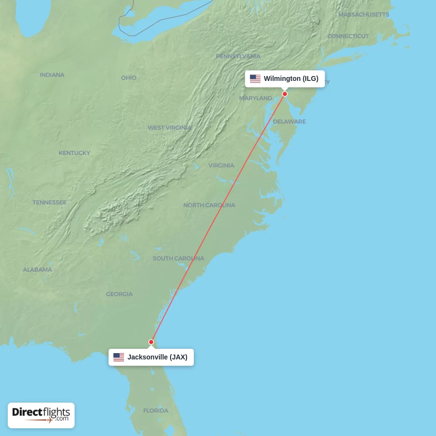 JAX - ILG route map