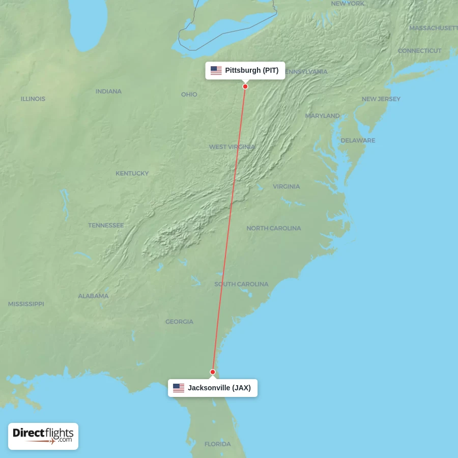 JAX - PIT route map
