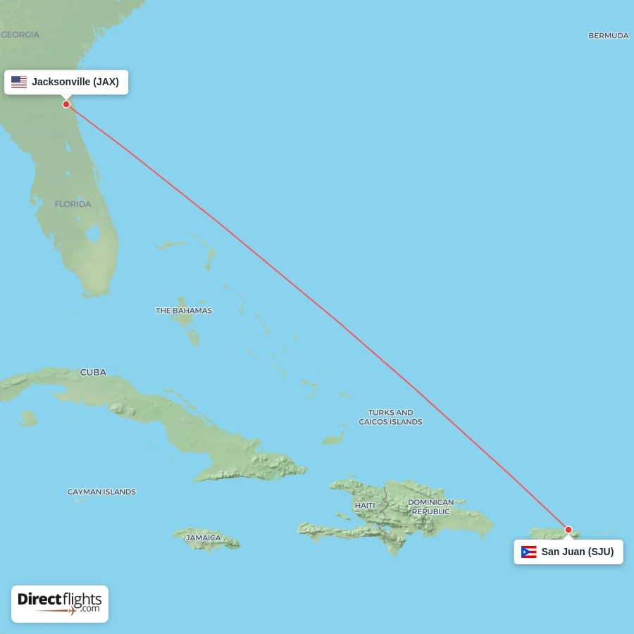 JAX - SJU route map