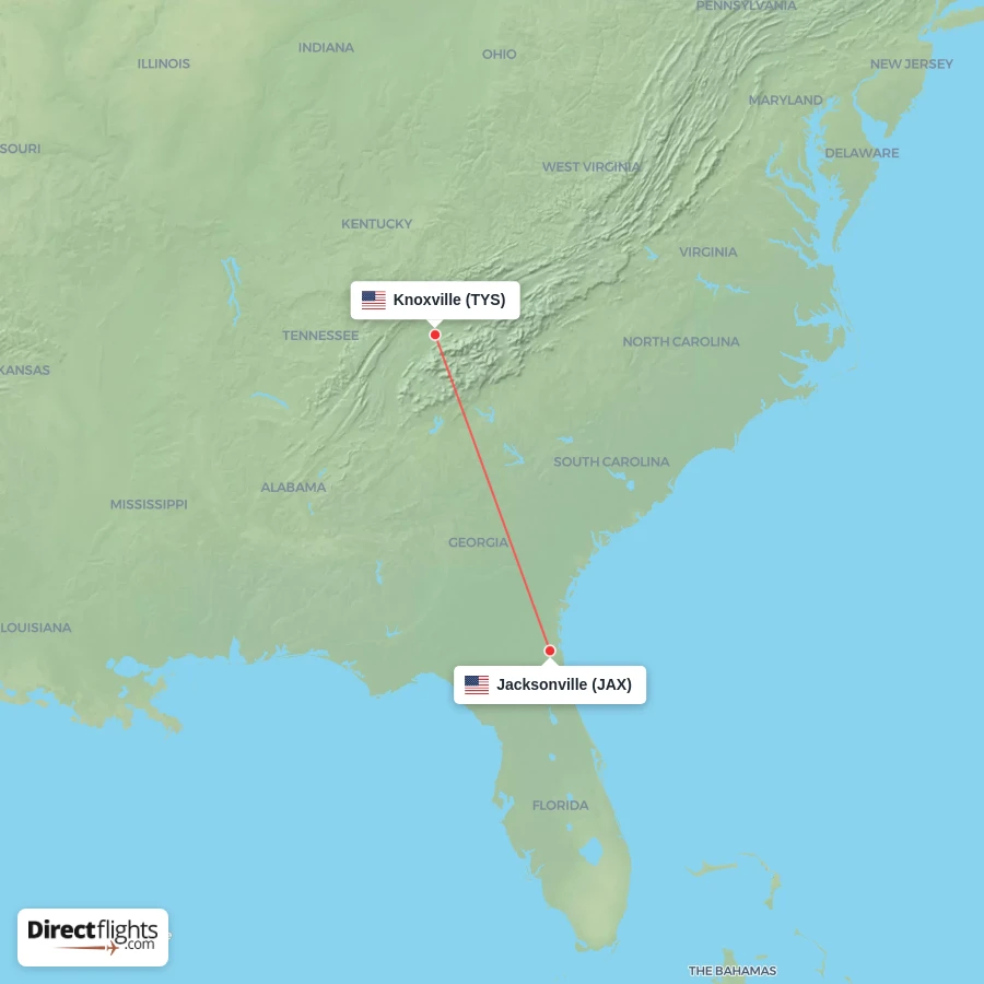 JAX - TYS route map